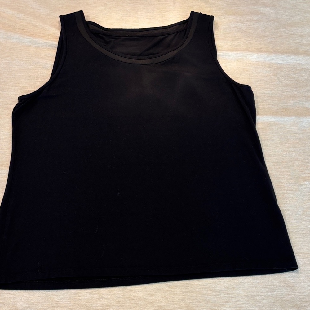 Classic Black Sleeveless Top with satin detail